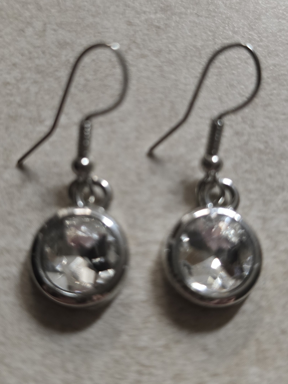 Silver Crystal Drop Earrings - Clear Sparkle